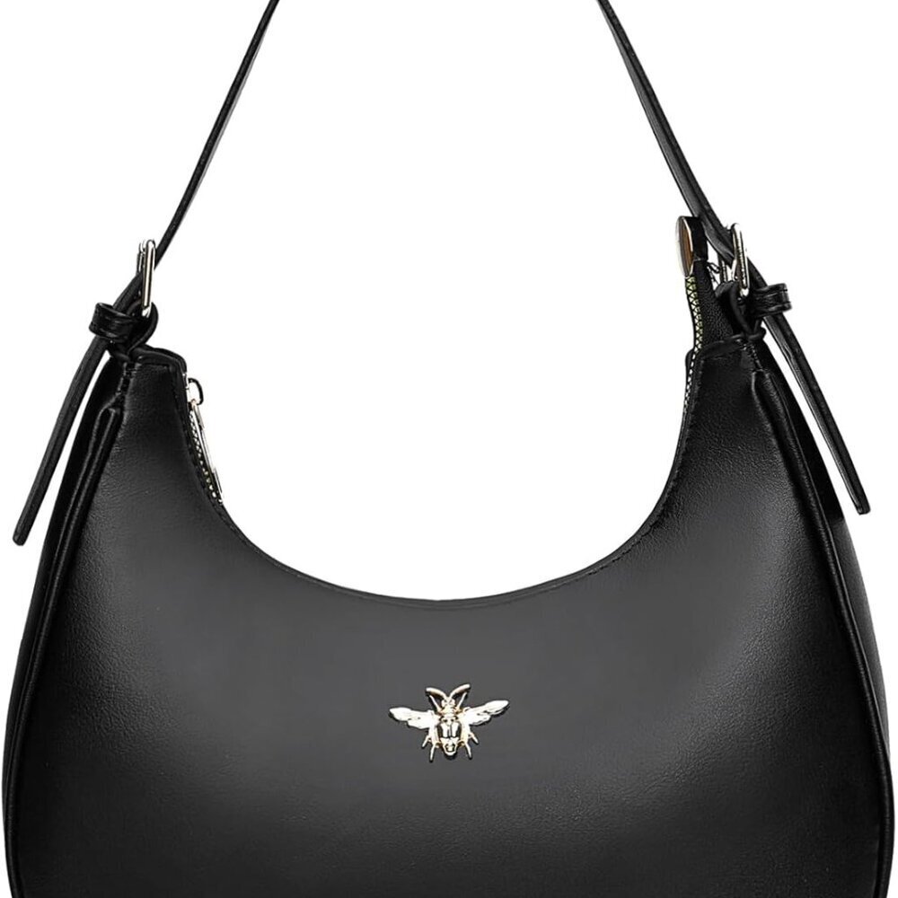 Women Small Faux Leather Crescent Shoulder Bag Hobo Clutch Crossbody Purse